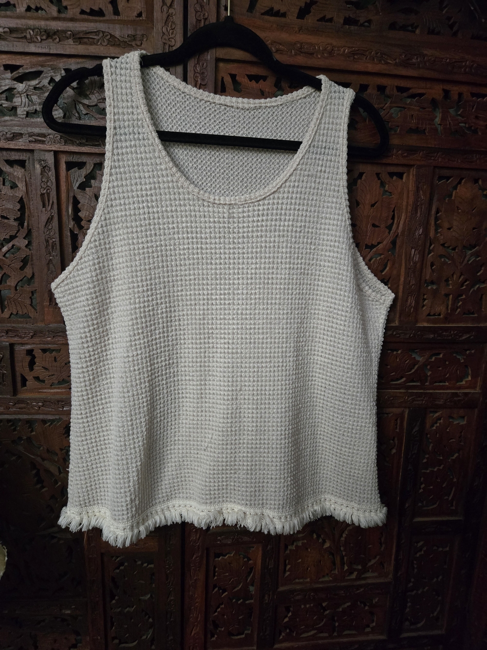 Cream Waffle Knit Tank Top - Classic Women's Summer Layer